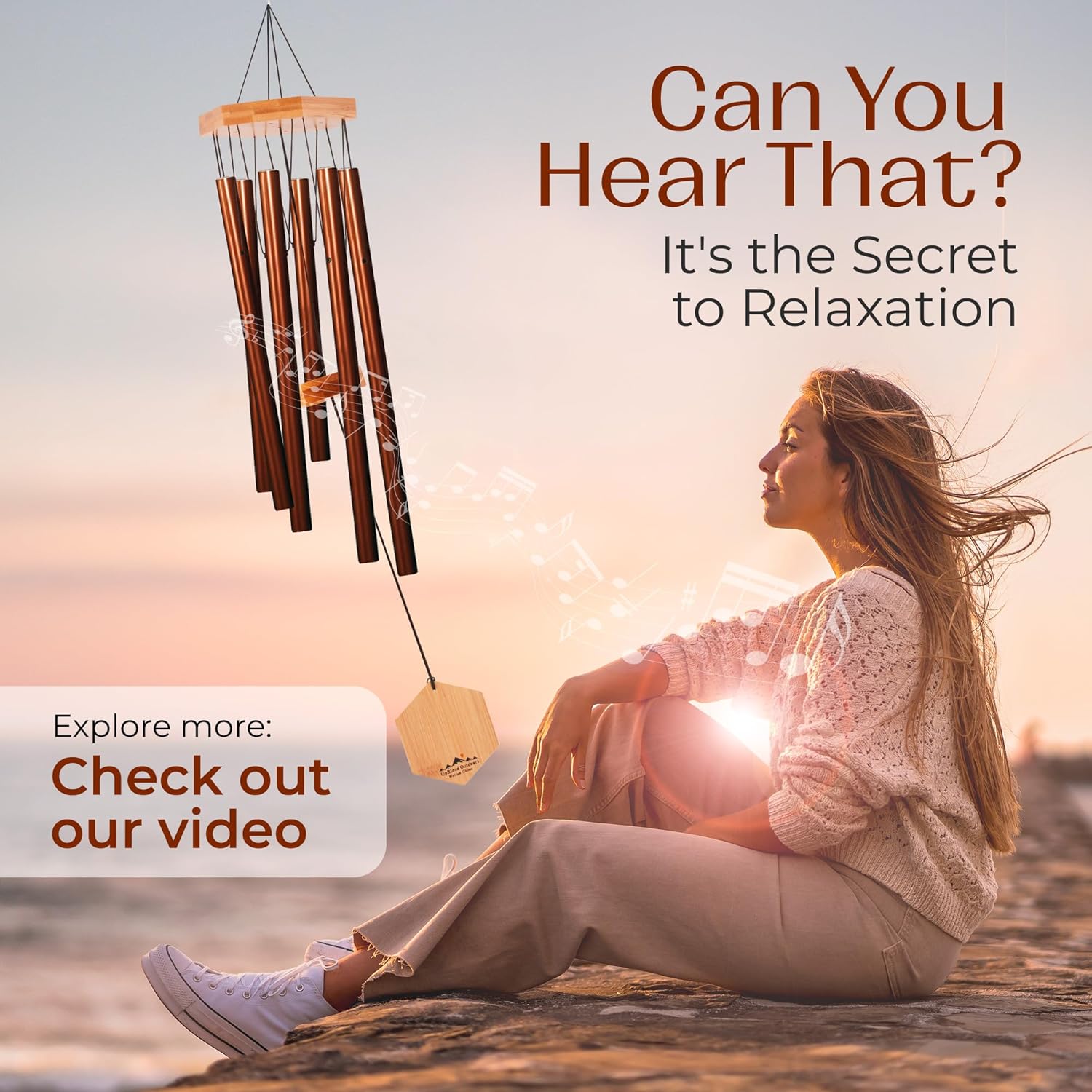 Red Deep Tone Wind Chime – Outdoor Sympathy & Memorial Gift for The Loss of a Loved One, Memorial Wind Chimes, Thoughtful Sympathy Gift for Bereavement and Remembrance. 29" Copper Red - Image 4