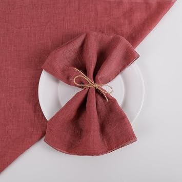 Cotton Cloth Napkins Set of 6, Boho Voile Soft Napkins, 18 x 18 Inches Dinner Cloth Napkins Washable for Mothers Day/Thanksgiving/Christmas/Weddings/Party Kitchen Table DecorWine Red