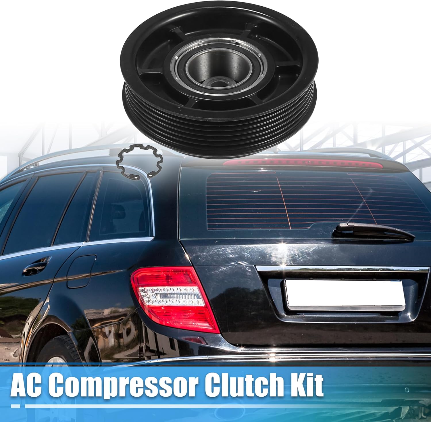 X AUTOHAUX 1 Set AC Compressor Clutch Replacement for Mercedes C300 C350 2008-2012 Black