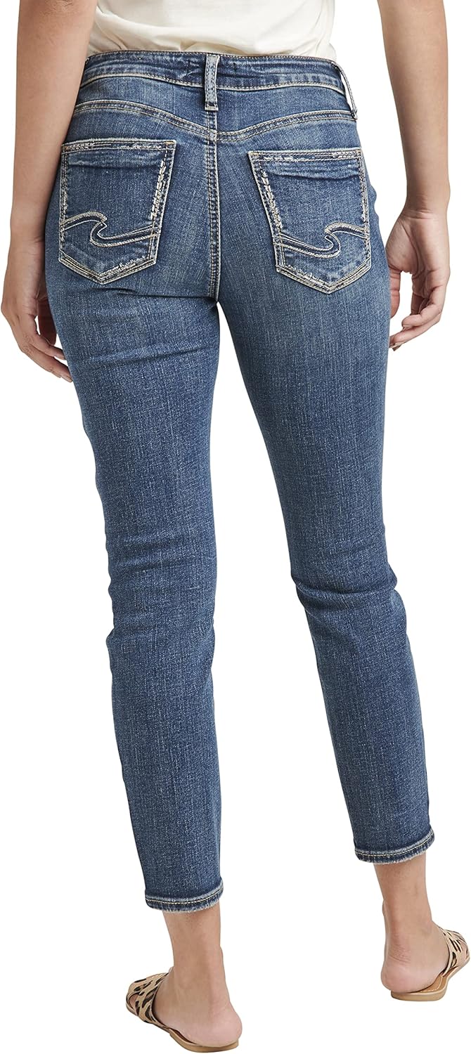 Silver Jeans Co. Womens Suki Mid Rise Curvy Fit Skinny Crop Jeans - Image 3