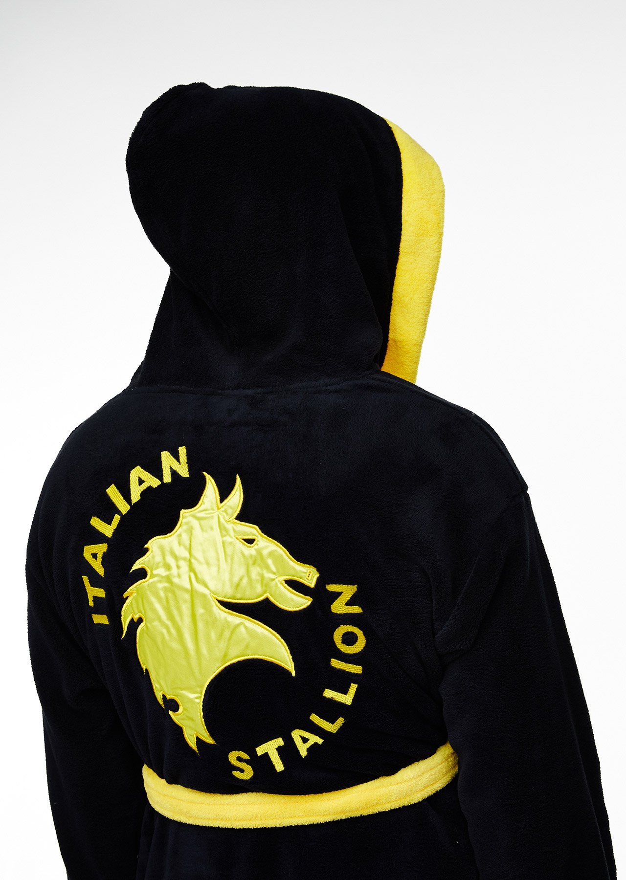 Ukonic Rocky Black With Yellow Stitching Adult Bathrobe