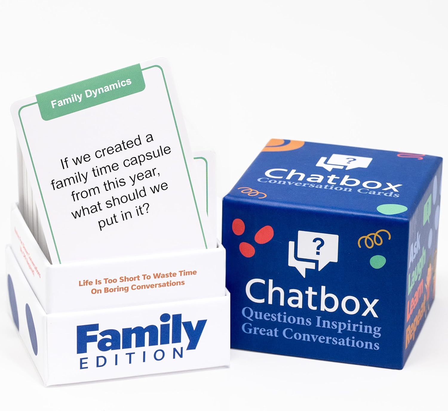 Chatbox 200 Conversation Starter Cards - Family Games for Kids and Adults - Fun Travel Games - Party Card Game - Conversation Cards - Couples Card Game for Game Night