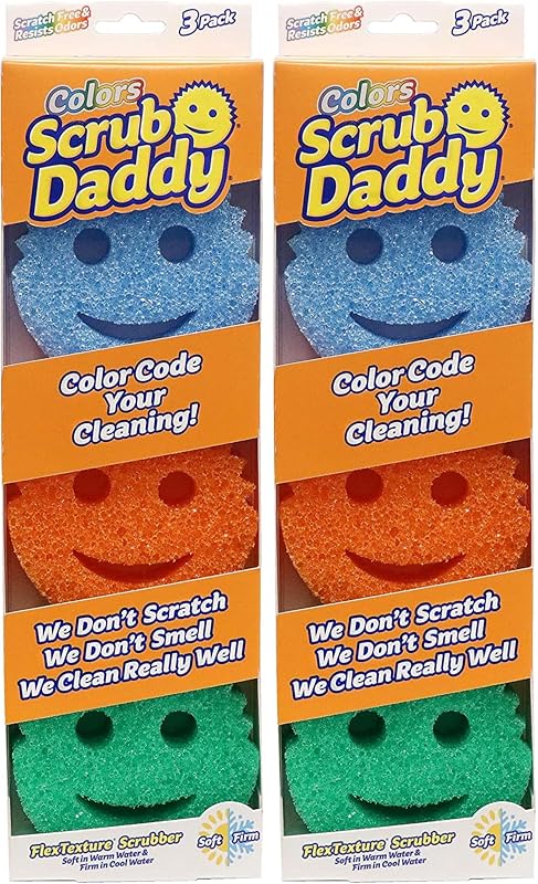 Colors Sponge Set, FlexTexture, 3ct Pack of 2 | Temperature Responsive | Deep Cleaning | Dishwasher Safe | Multi-use