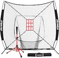 Vista 11 de 7'X7' Baseball Softball Practice Net,Pitching Net,Batting Net,with Baseball Tee,Bonus Strike Zone and Bow Frame,for Hitting,Pitching, Catching