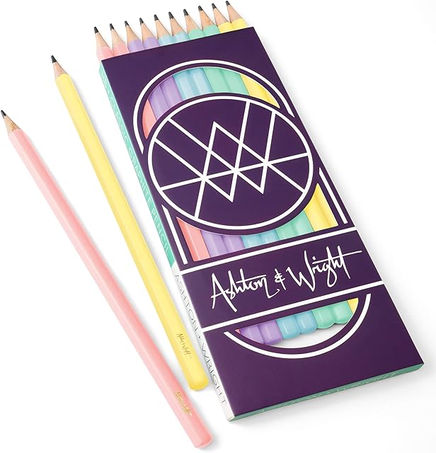 Ashton and Wright - Classic HB Graphite Pencils - Pastel Coloured Barrels - Pack of 10