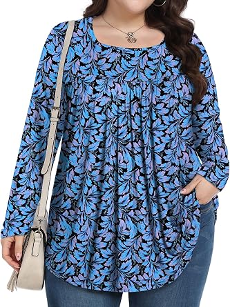 PEVRL Womens Plus Size Tops Long Sleeve Shirts 2025 Fall Tunic Blouses 1X-5X