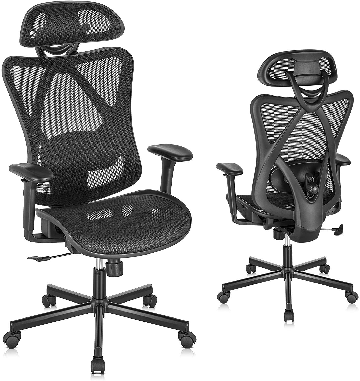 NapfoxMesh Office Chair Ergonomic Desk Chair Back Height Adjustable High Back Mesh Office Chair with Wheel Legs,Lumbar Support, Adjustable Armrest,Adjustable Headrest,Tilt