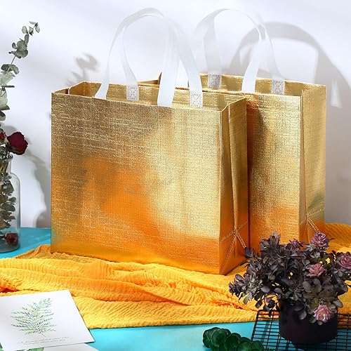 Miniatura 4 de Eccliy 60 bolsas de regalo reutilizables con asas, bolsas de regalo de agradecimiento para dama de honor, boda, Navidad, 12.6 x 10.6 x 3.9 pulgadas