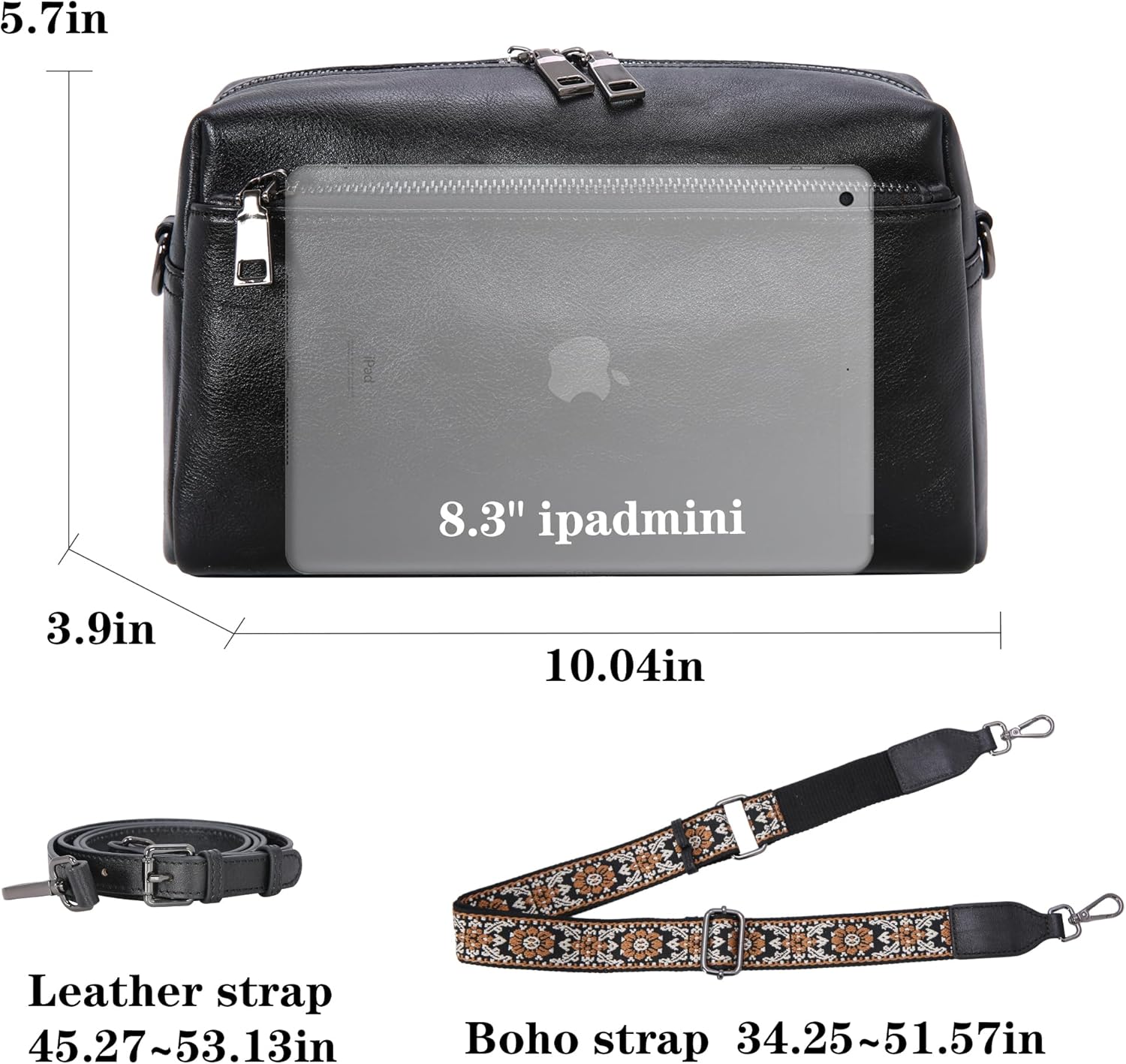 HESHE Leather Crossbody Purses for Women Vintage Shoulder Bag with Multi Compartments Small Hobo Purse for Everyday - Image 4