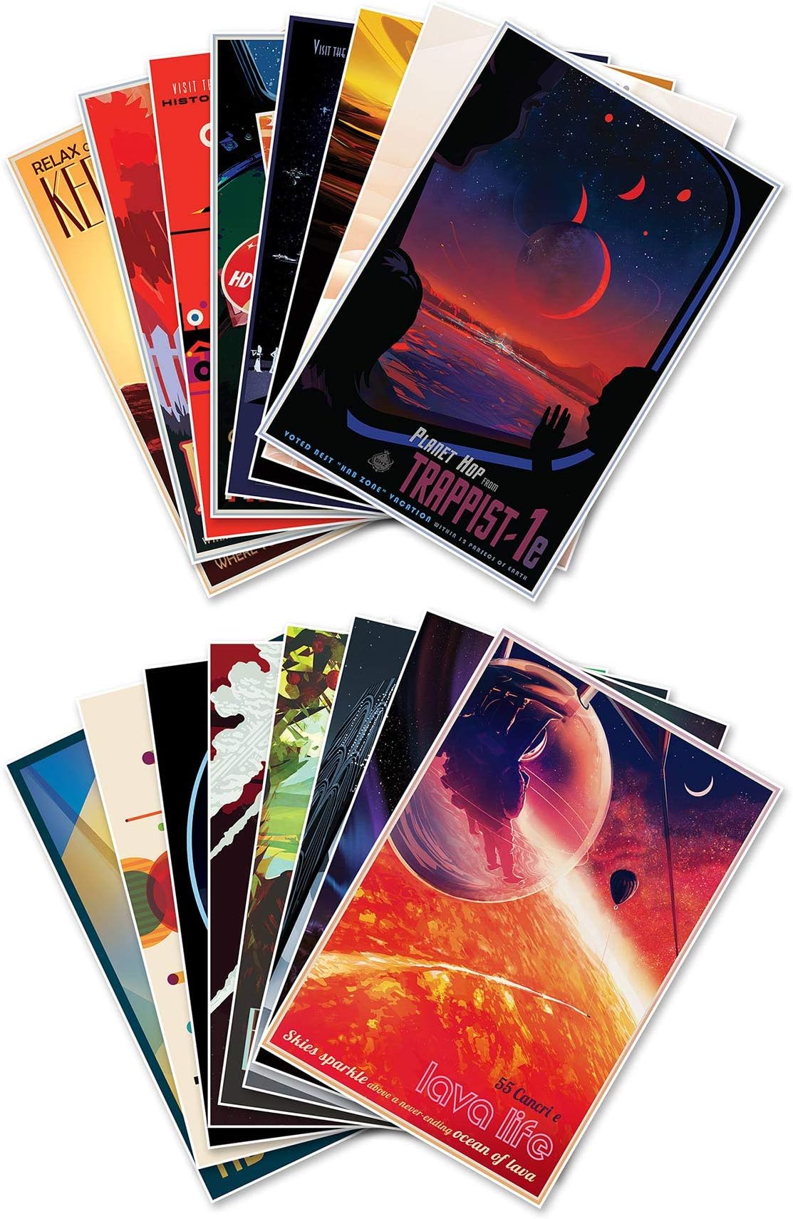 Antiguos Maps Complete Set of Sixteen (16) NASA Jet Propulsion Lab (JPL) Visions of the Future Space Travel Art Print Posters (18 x 24 inches)