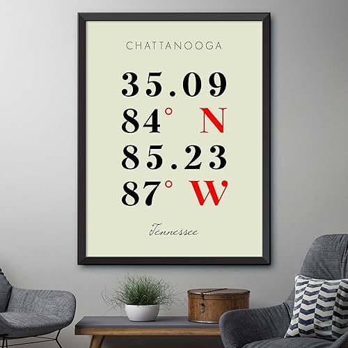 Miniatura 4 de Mapa de Chattanooga, Tennessee, Coordenadas Multilíneas de Colores (8x10)