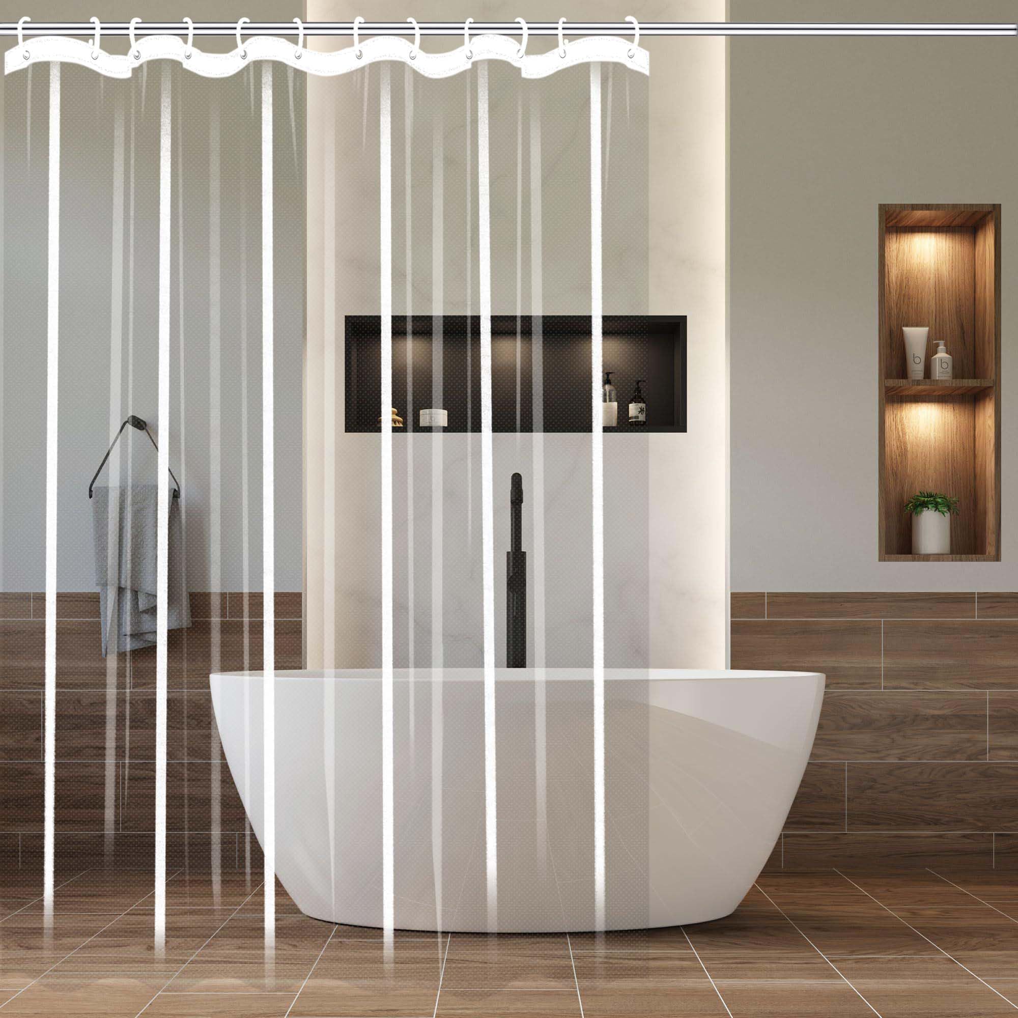 Cortina de ducha transparente de alta calidad, 180 x 90 cm, PEVA, fácil de limpiar, con lazo para colgar, elegante decoración de baño para ducha o bañera, impermeable y