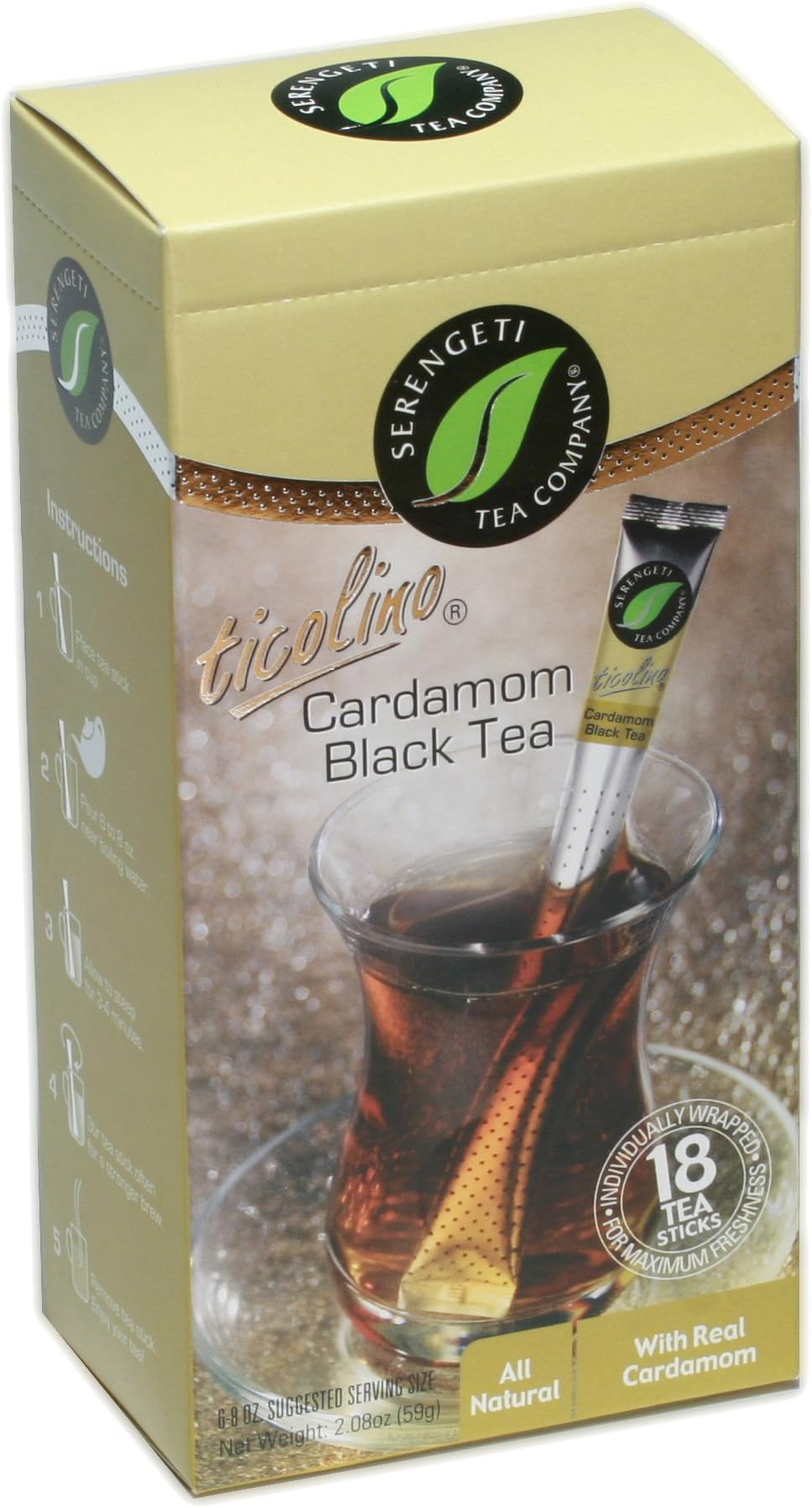 Cardamom Black Tea T-Stick 18PC Box Perforated T-Stick No mess, no drips, no spoon