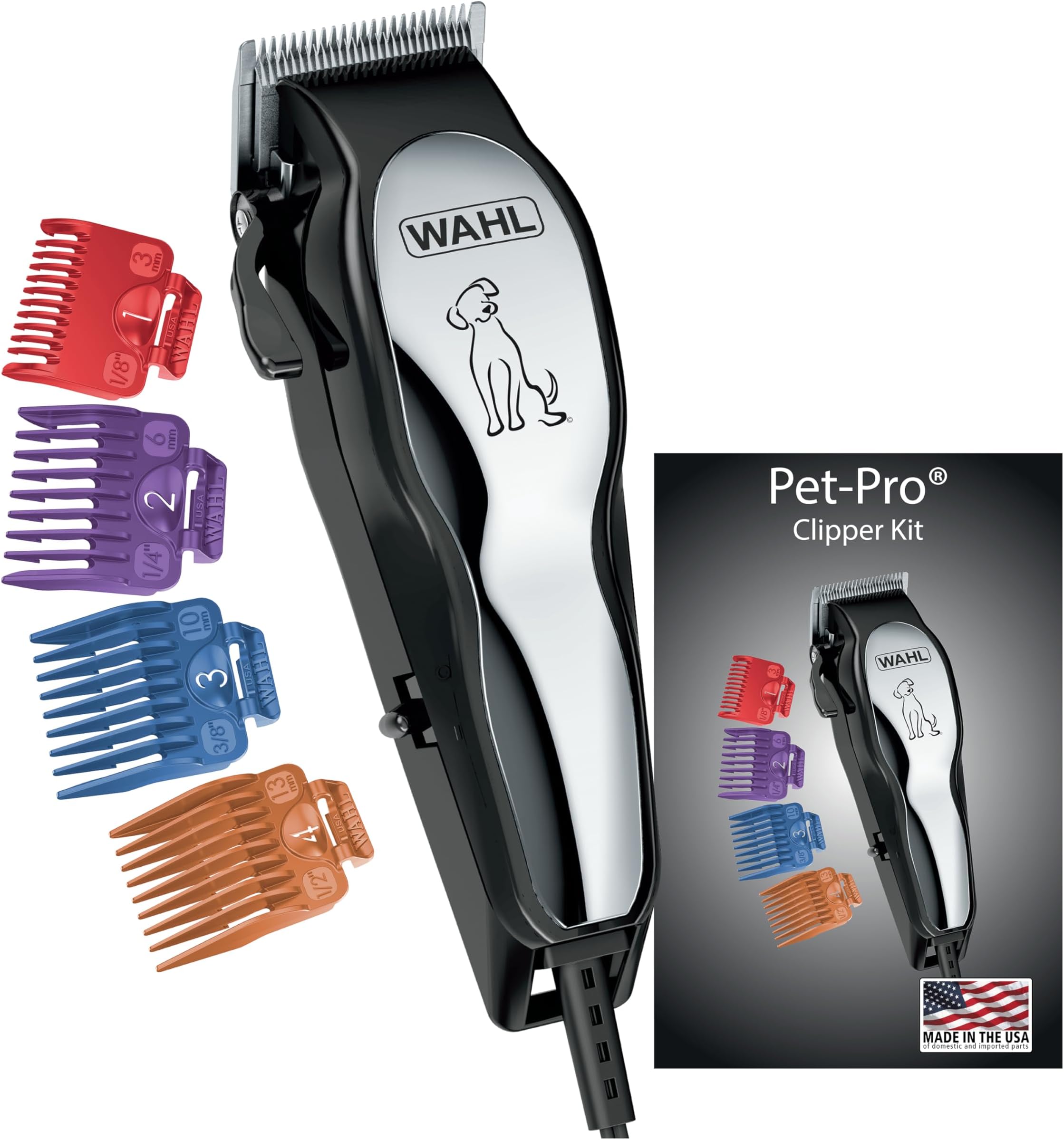 USA Clipper Pet-Pro Dog Grooming Kit - Electric Corded Dog Clipper for Dogs & Cats with Fine & Medium Coats - Model 9281-210