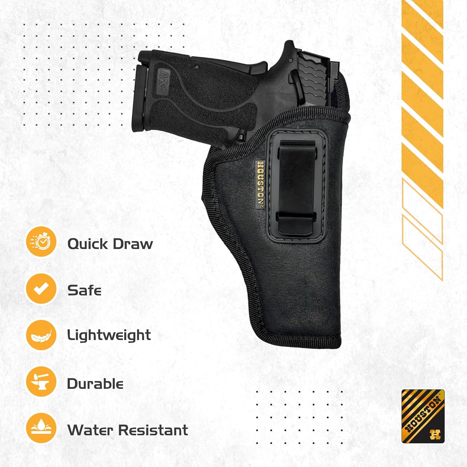 IWH Concealed Carry Holster Nobuck Eco Leather by Houston Fits: Glock 17/22/31/20/21, H&K USP/P2000, Beretta 92FS, XD, XDM, Ruger 9/40/45//P9S, S&W M&P 9/40/45, SIG P320/2020/250