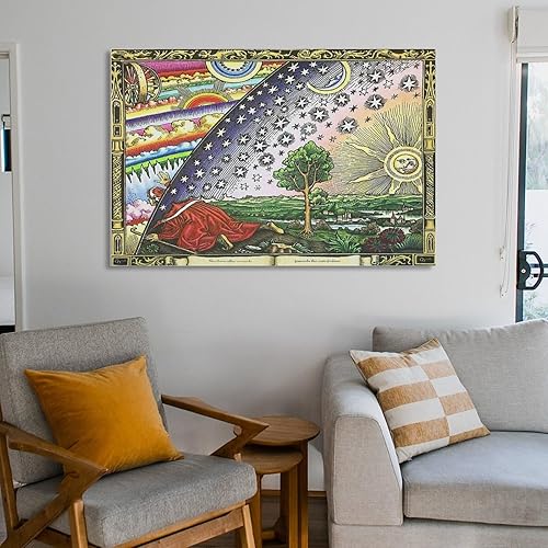 Miniatura 6 de BETSON The Flammarion Grabado 1888 Firmament Dome Flat Earth Póster de lienzo para decoración de pared, pinturas para sala de estar, dormitorio, 24