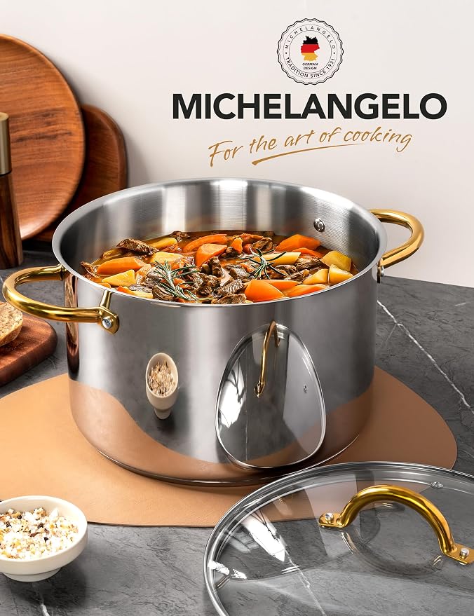 MICHELANGELO Stainless Steel Stock Pot - 8 Quart With Lid
