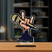 Gift Me Bazar Personalized Microphone Music Award Trophy | Custom with Name | Gift for Singers, Vocalists, and Musicians | Rock Star Music Award Acrylic Trophy