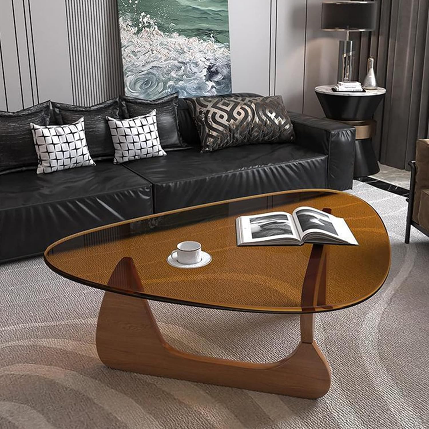 Amazon.com: Triangle Glass Coffee Table-Mid-Century Modern End Table ...