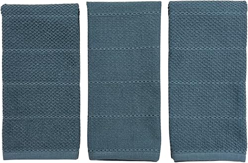 Miniatura 76 de Toallas de cocina verde salvia: 100% algodón paño de limpieza suave secado absorbente textura Terry Loop, juego de 3 multiusos para uso diario Negro