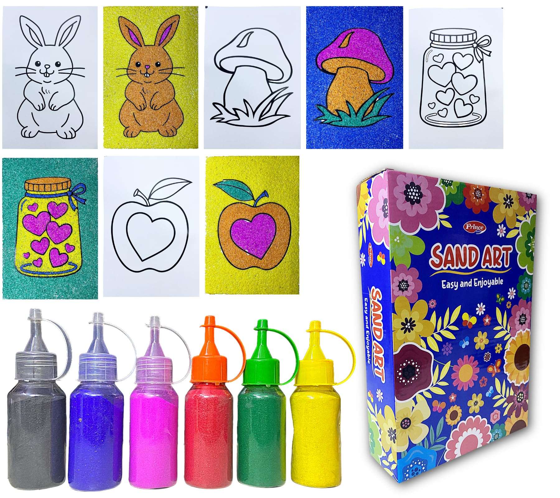 AP SINHA Fun With Sand Art Set of 10 Sheets with Colourful Sand | Creative DIY Craft Activity Kit for Kids | Easy Peel & Sprinkle Sand Painting Set | Ideal for School Projects, Home Craft & Decoration-image-8