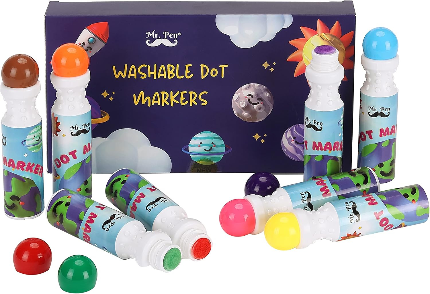 Mr. Pen- Washable Dot Markers, 8 Colors, Dot Markers for Toddlers and Kids, Paint Dotters for Kids, Dabbers for kids, Bingo Markers, Bingo Daubers, Non Toxic Paint Daubers, Bingo Dotters.