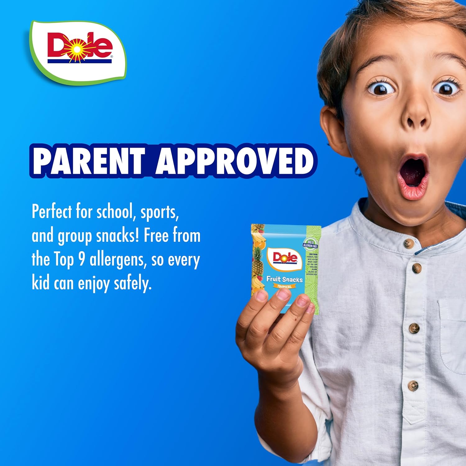 Dole Fruit Snacks, Tropical Flavors - Individually Wrapped Pouches - Classroom-Friendly, Top 9 Allergen Free, No Artificial Dyes, Natural Fruit Purée - 5 Boxes, 120 Total Pouches