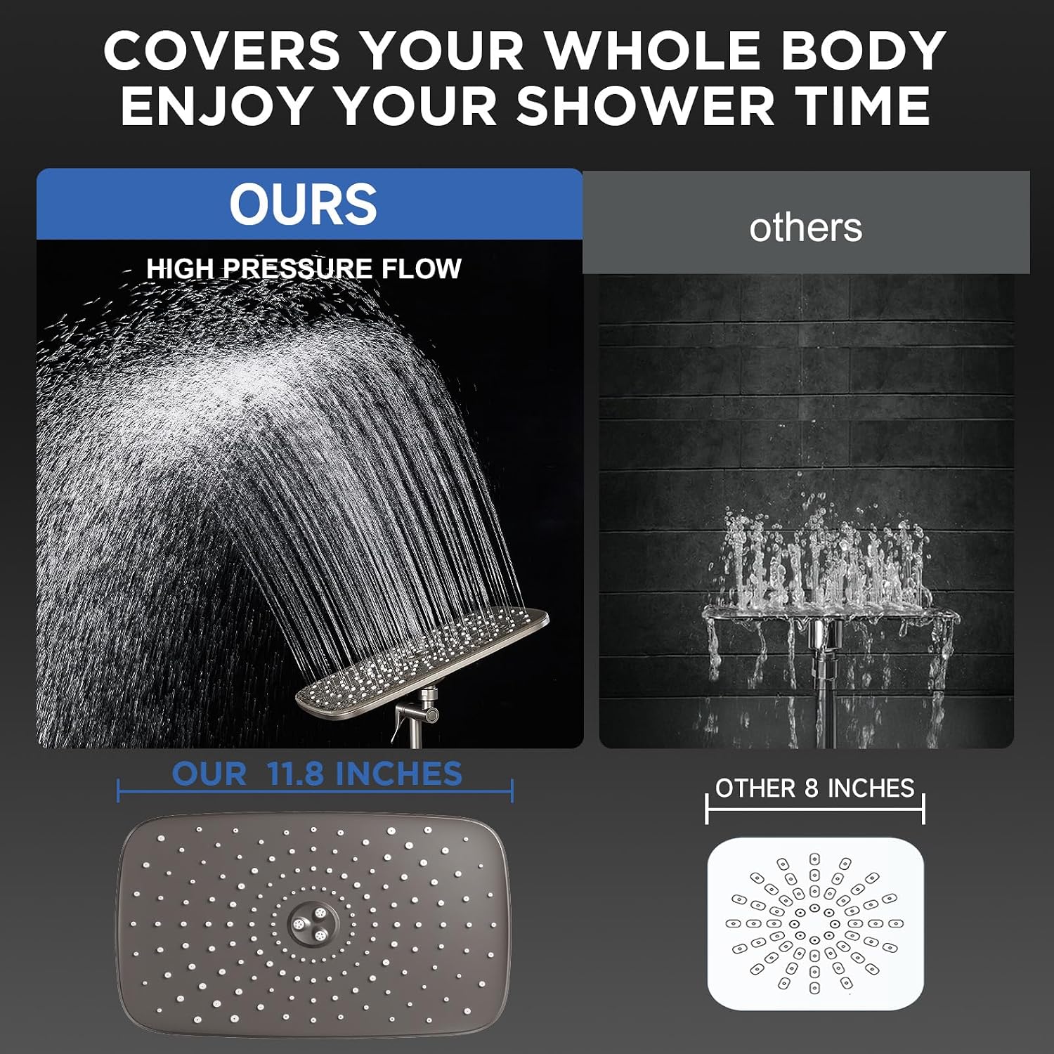 Veken 11.8" Rain Shower Head with Handheld, High Pressure Handheld Shower with Multi Spray Modes, Rainfall Combo with Metal Extension Arm, Detachable Dual Showerhead, Bathroom Decor, Starlight thumbnail