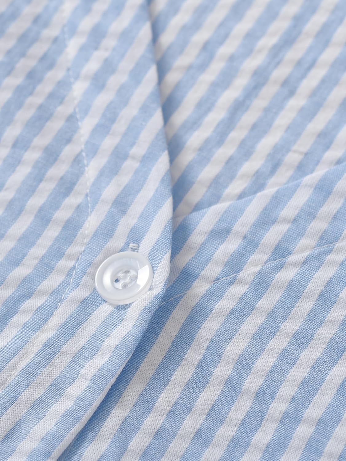 Latuza Women's Petite Seersucker Pajamas Set Cotton Pj Set Petite Size - Image 5