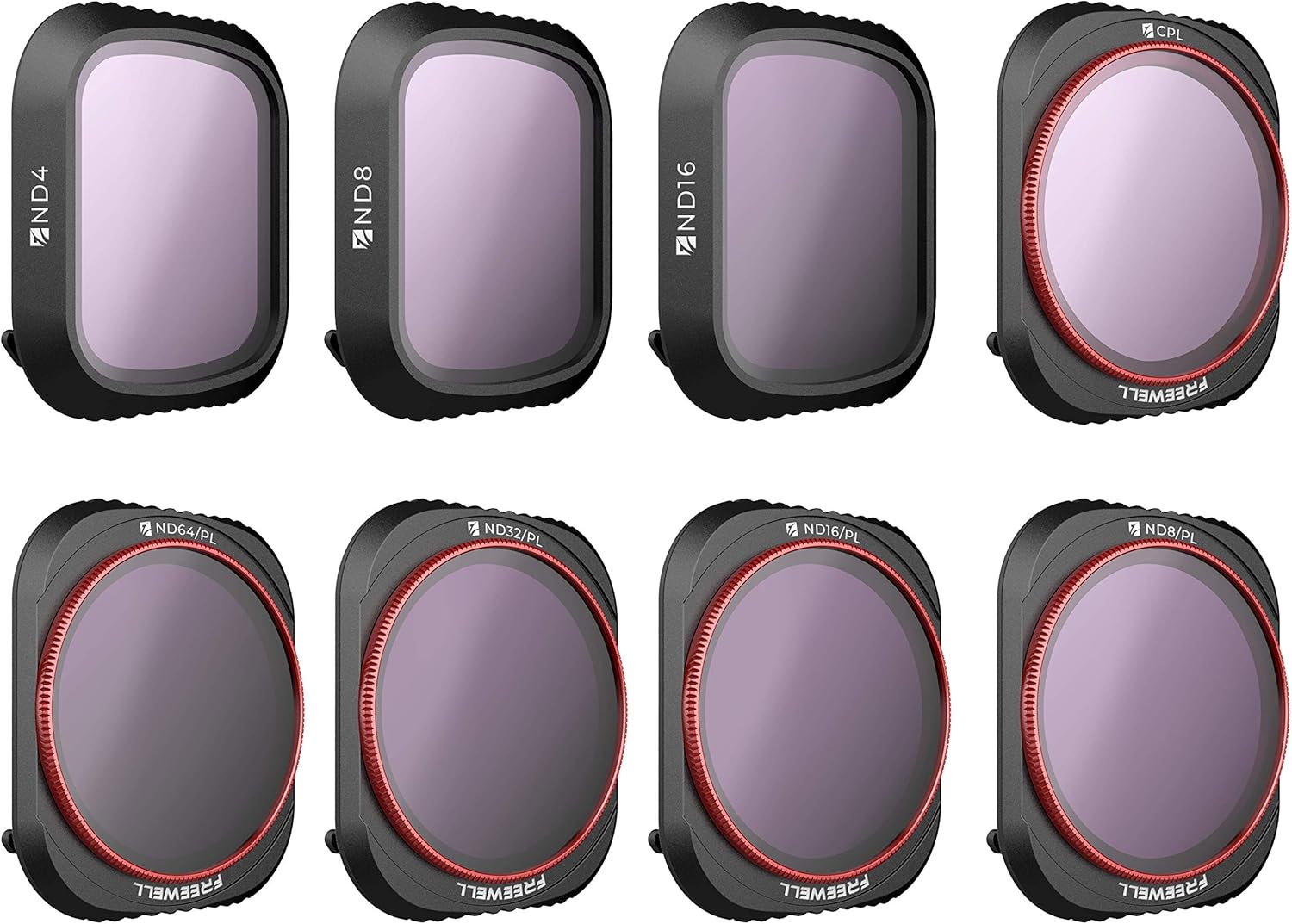 Freewell All Day – 4K Series – 8Pack ND4, ND8, ND16, CPL, ND8/PL, ND16/PL, ND32/PL, ND64/PL Camera Lens Filters Compatible with Mavic 2 Pro Drone