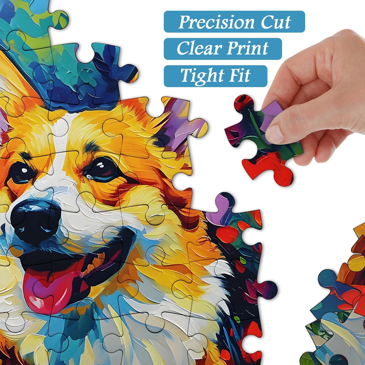 PICKFORU Cute Dog Puzzles for Adults 1000 Pieces and up, Corgi Puppy Puzzle Flower Puzzles for Adults, Funny Animals Puzzles as Art Wall Decor