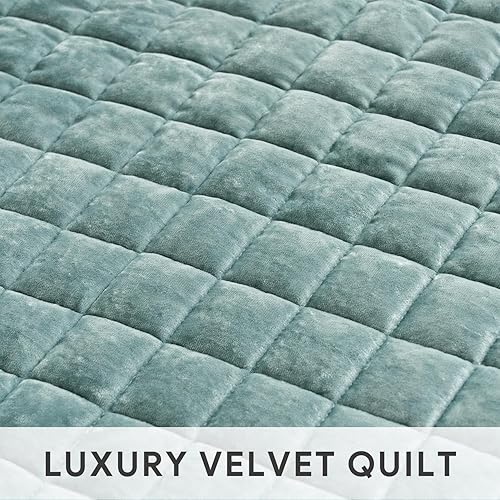 Miniatura 4 de RECYCO - Juego de edredón de terciopelo ligero, ropa de cama con colcha acolchada extragrande y 2fundas de almohada a juego, para usar todo el año,