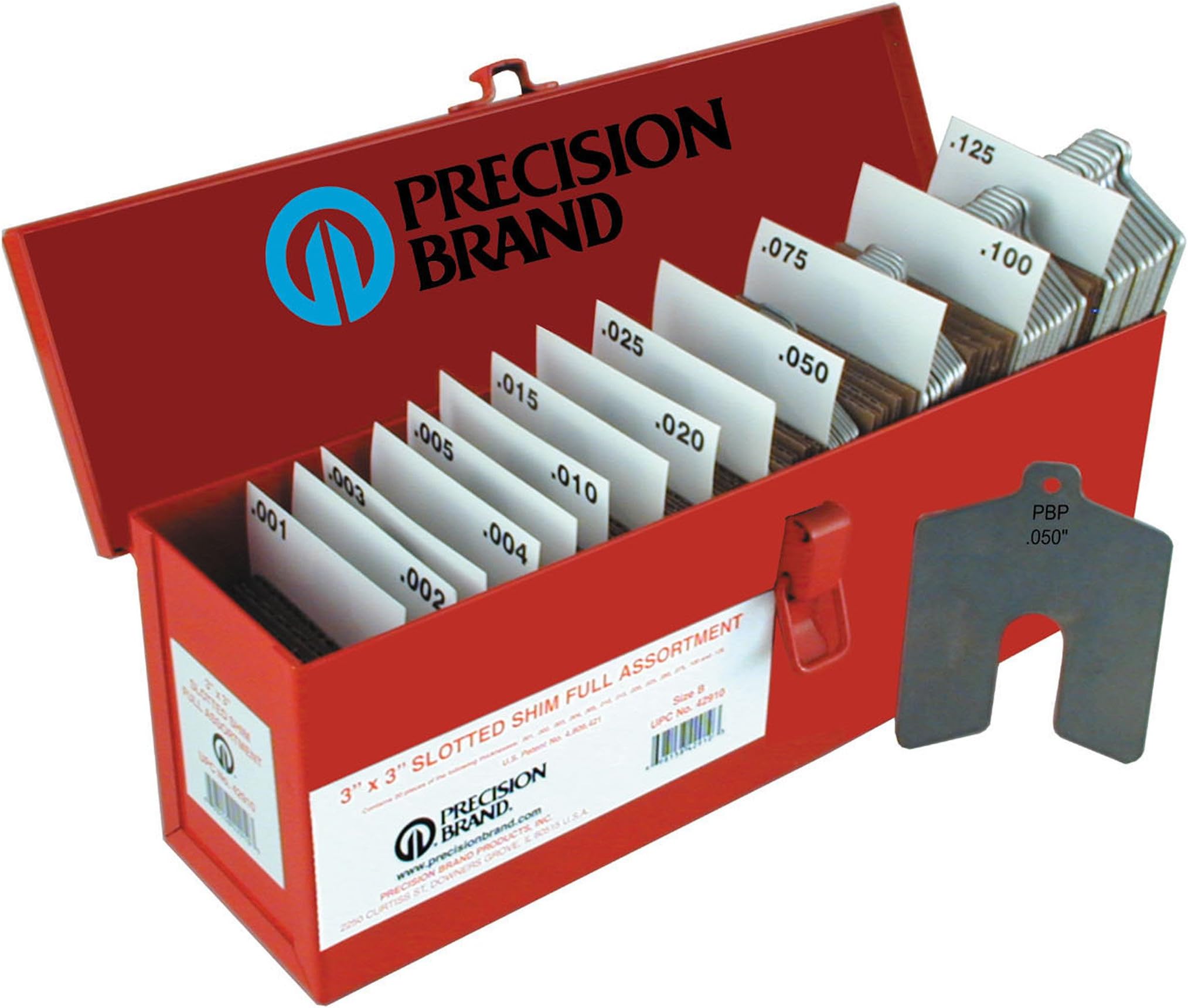 Stainless Steel Slotted Shim Full Assortment, Size A, 2" x 2" (Pack of 260)