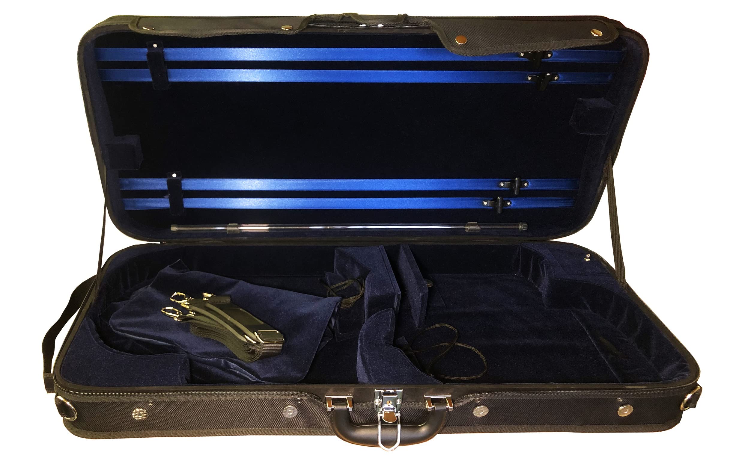 Mezzo-Forte Étui Double pour Violon et Alto 4/4 (jusqu'à 43 cm) - Noir/Bleu Foncé - Cordura