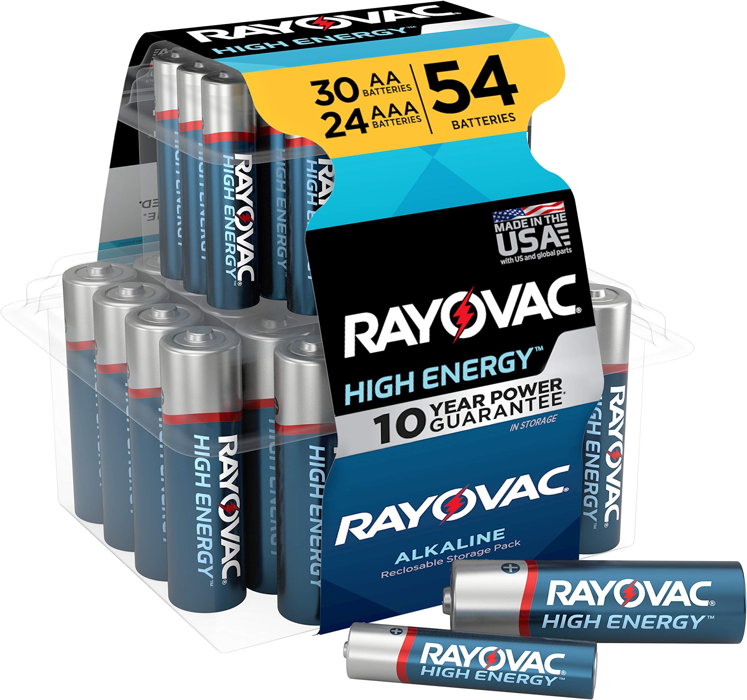 Rayovac AA Batteries & AAA Batteries Combo Pack, 30 AA and 24 AAA (54 Battery Count)