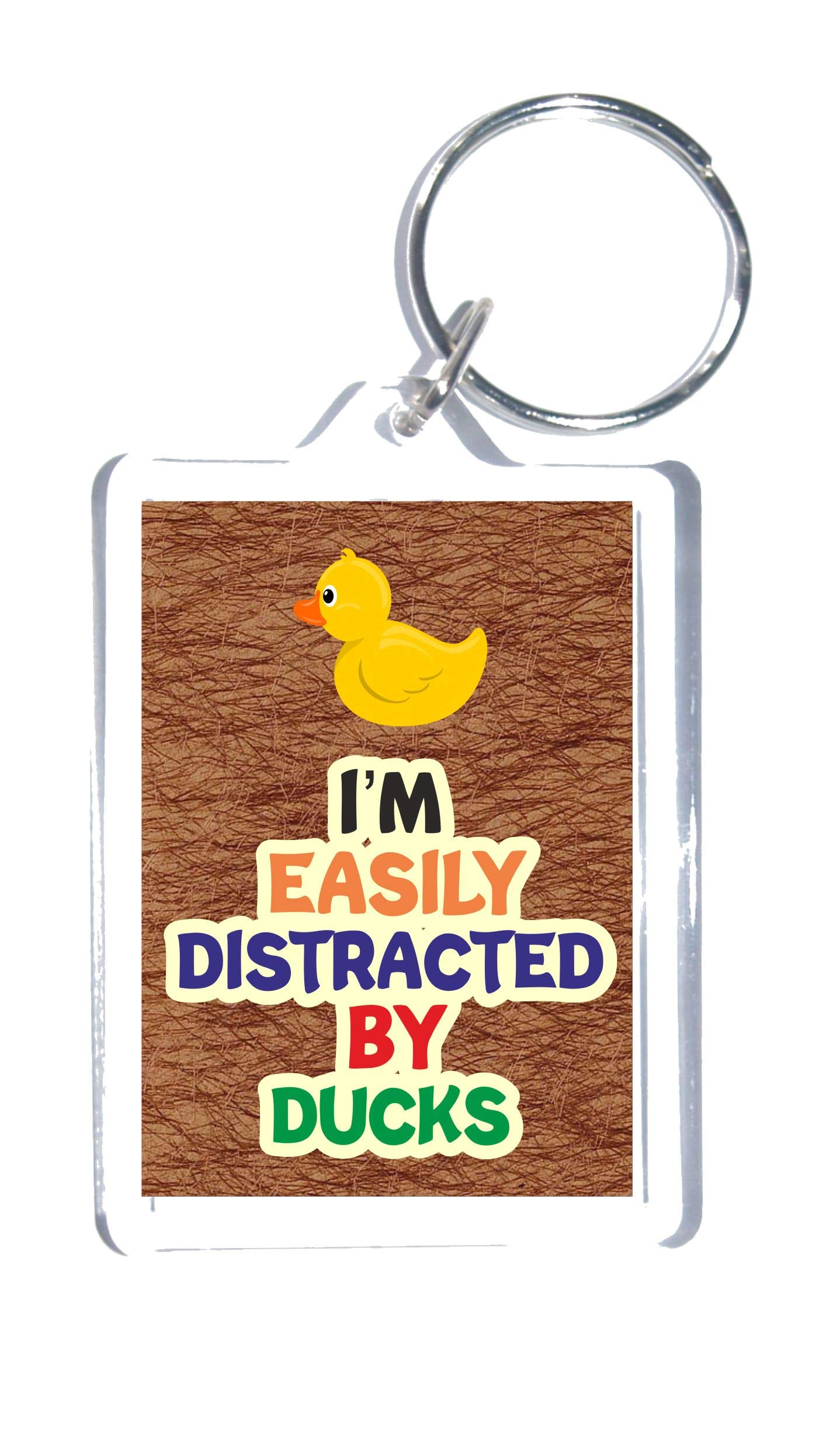 Clare's Cosmetics Brown Fun Animal Lover Gift – I'm Easily Distracted By Ducks - Novelty Keyring