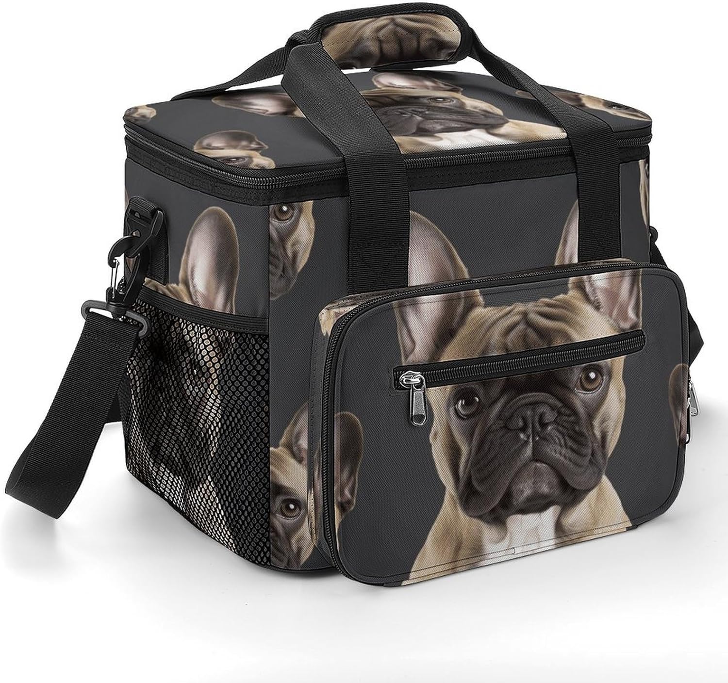 French Bulldog Cooler Bag Portable Insulated Lunch Bags Leakproof Ice Chest Large Capacity Soft Cooler Tote for Picnic Camping Work Travel Keep Food Drinks Fresh 22.5L