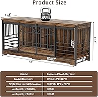 Vista 2 de COZPAW Mueble de jaula doble para perros de 78 pulgadas, perrera extra grande para interiores para 2 perros, jaula resistente para perros