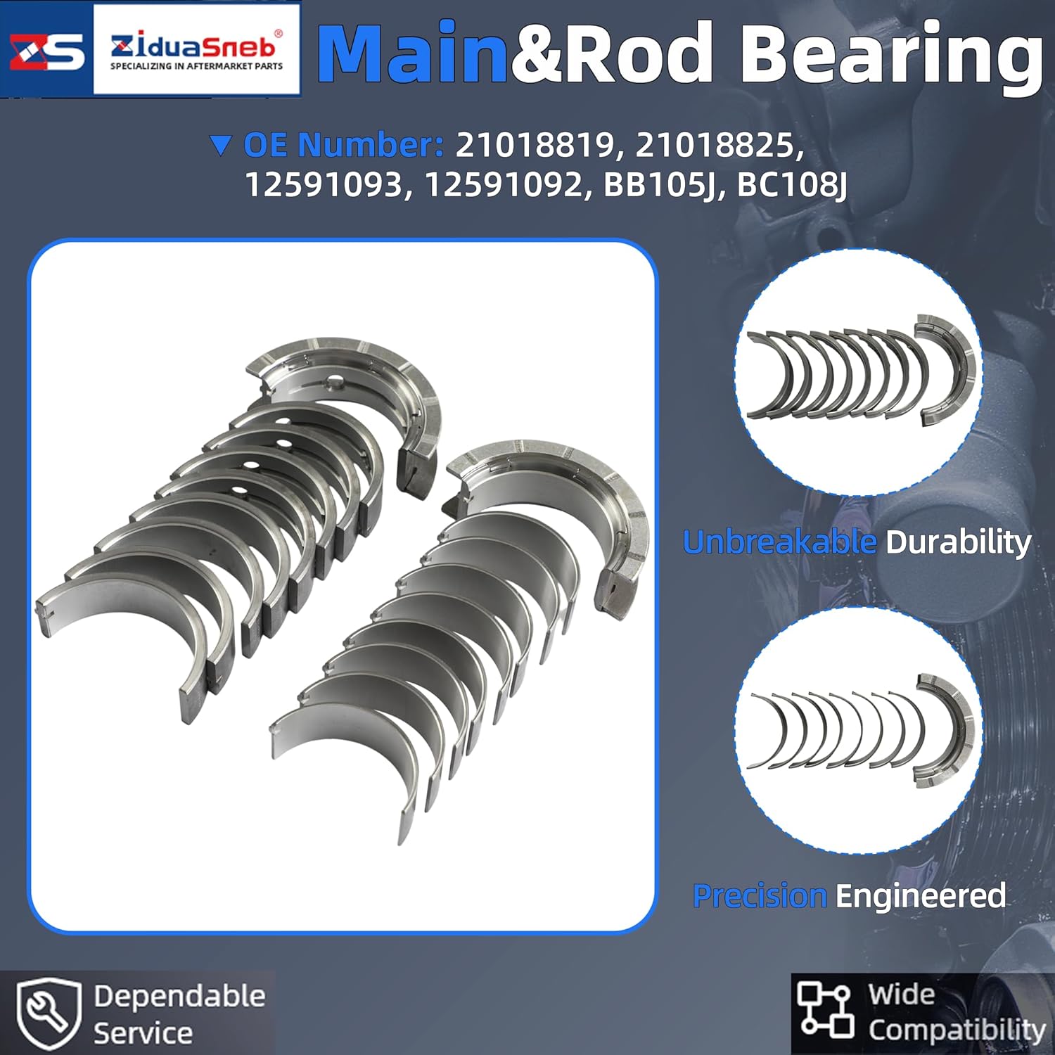 2.4 Crankshaft w/Main & Rod Bearings Seal Set Fit For GMC Terrain Chevy Captiva Sport Equinox Malibu Buick Lacrosse Regal Verano 2.4L L4 Ecotec DOHC 2011-2017 12578164 12578182 12591093