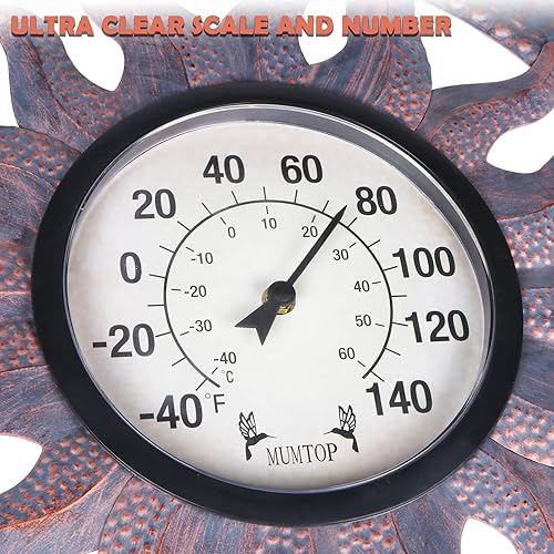 Miniatura 4 de Termómetros de exterior para patio, termómetro al aire libre, termómetro de pared para patio, pared o decoración, no requiere batería, termómetro