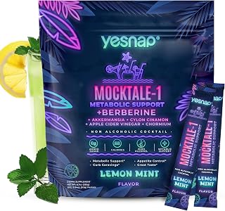 MOCKTALE-1 Metabolic Support withBerberine & Akkermansia, Chormium, CylonCinamon, Apple Cider Vinegar-30 PacketsLemon Mint Flavor Non-Alcoholic Cocktail