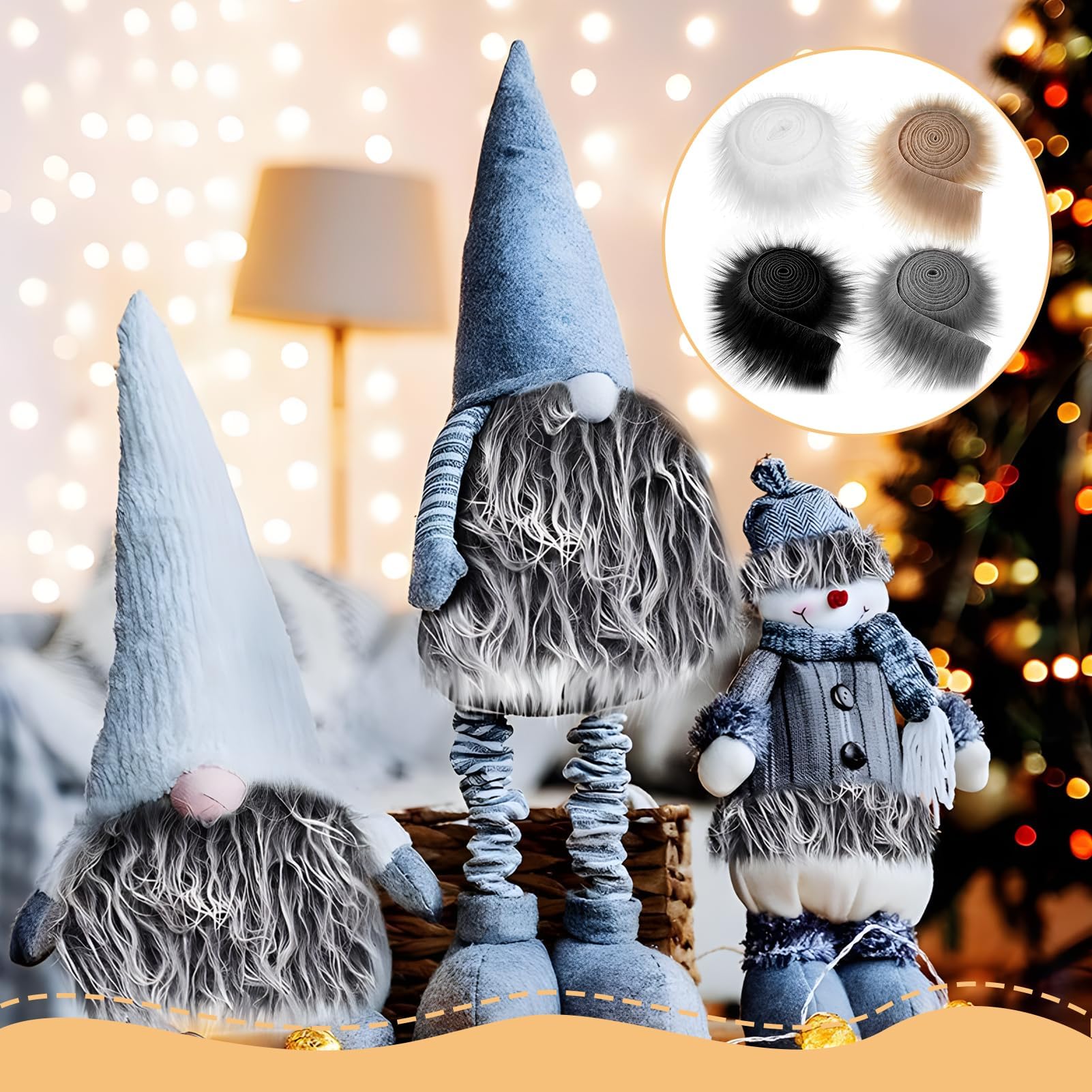 4x Kunstfell-Bordüre Band – Je 150 Cm, Flauschiges Fuchs-Design, Für DIY, Weihnachtsdekoration & Kostüme