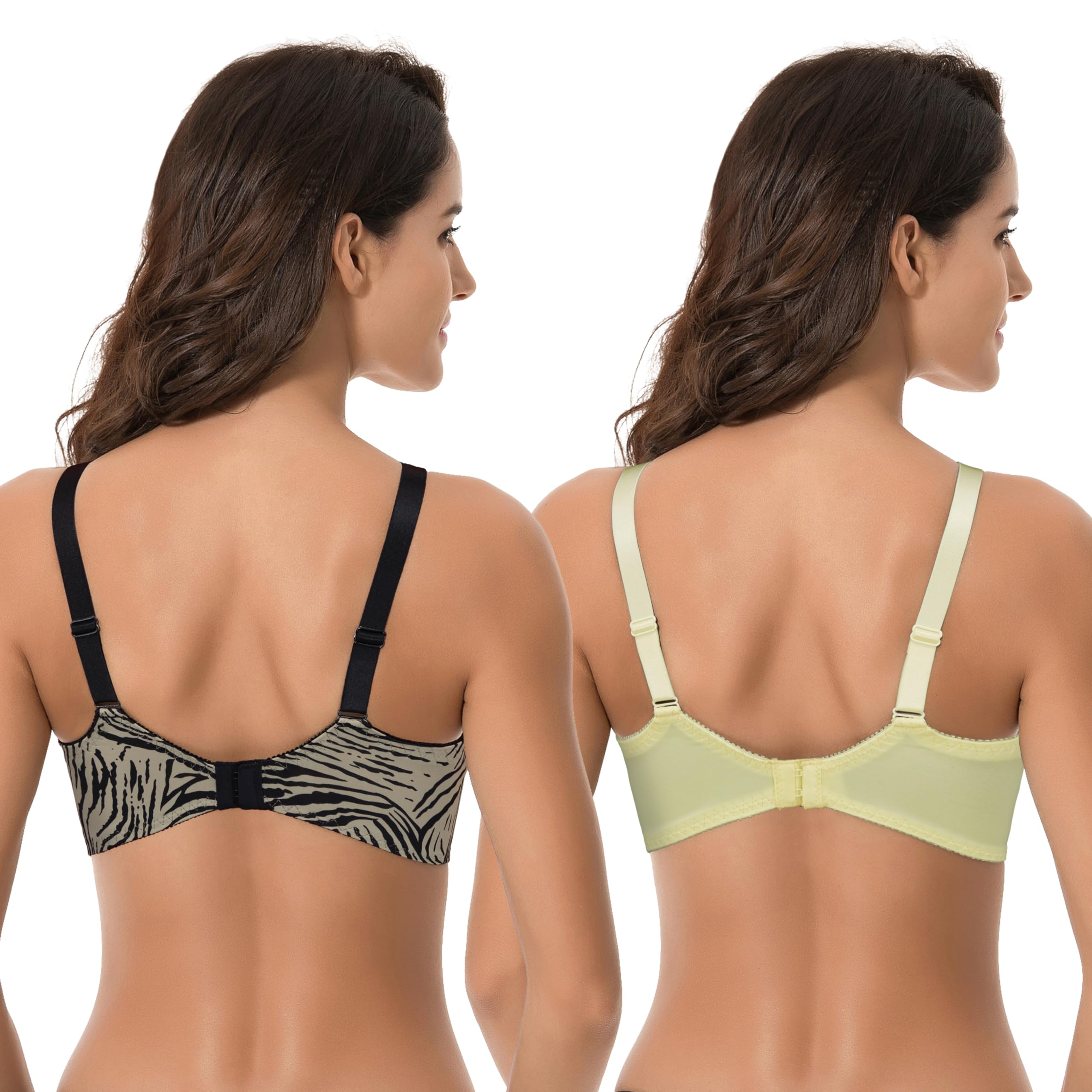Curve Muse - Sujetador de Figura Completa con Aros y minimizador sin Forro para Mujer Talla Grande-Paquete De 2