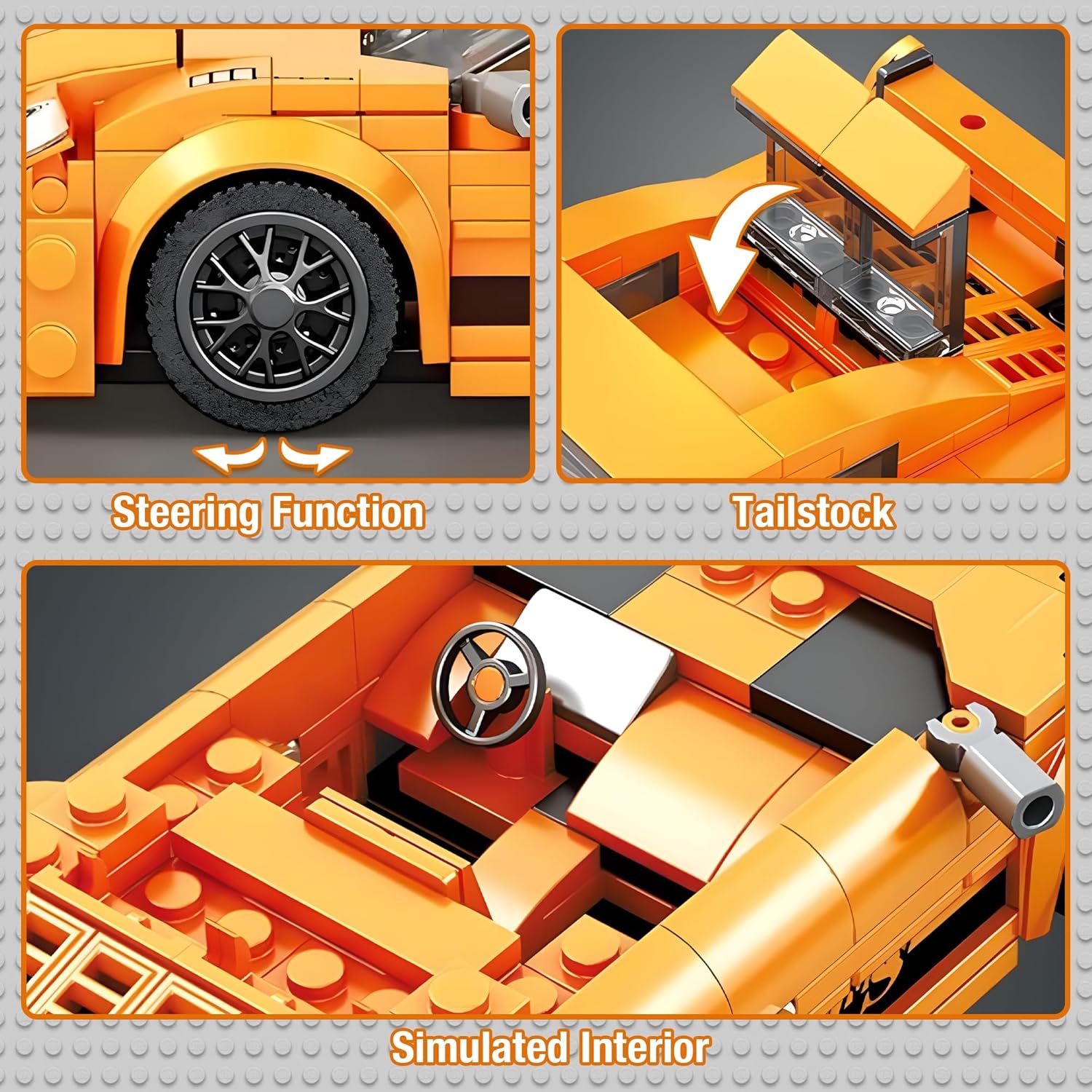 HIGH GODO Speed Racing Cars Building Sets, Mini Sports MOC Cars Toy Set, 338 Pieces Collectible 911 Model Building Kit Birthday Gifts for Teens