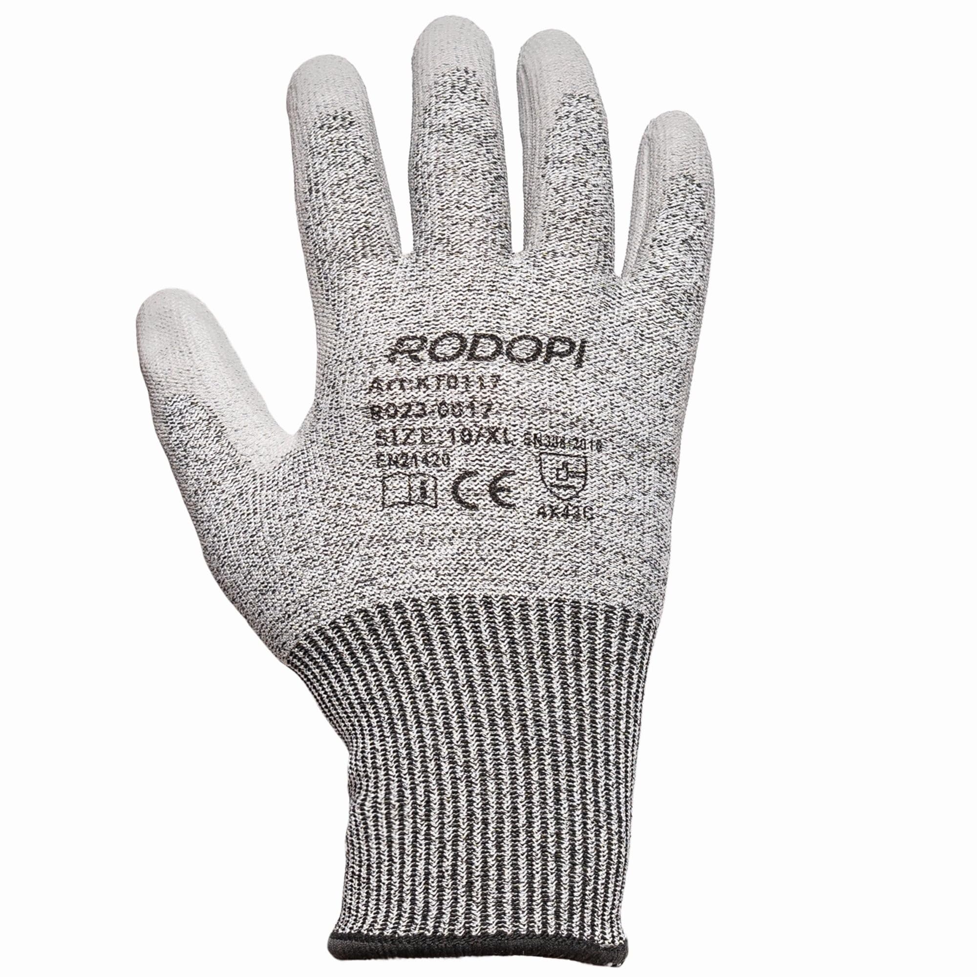 RODOPI Arbeitshandschuhe SaveCut für Herren und Damen PU beschichtet Schnittschutzhandschuhe grau Gartenhandschuhe dornenfest Montagehandschuhe EN 388