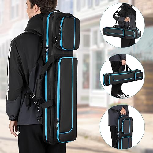 Miniatura 5 de Estuche para tacos de piscina de 4 x 4 pulgadas, soporta hasta 4 colillas y 4 ejes, estuche de transporte para palos de billar con bolsillos