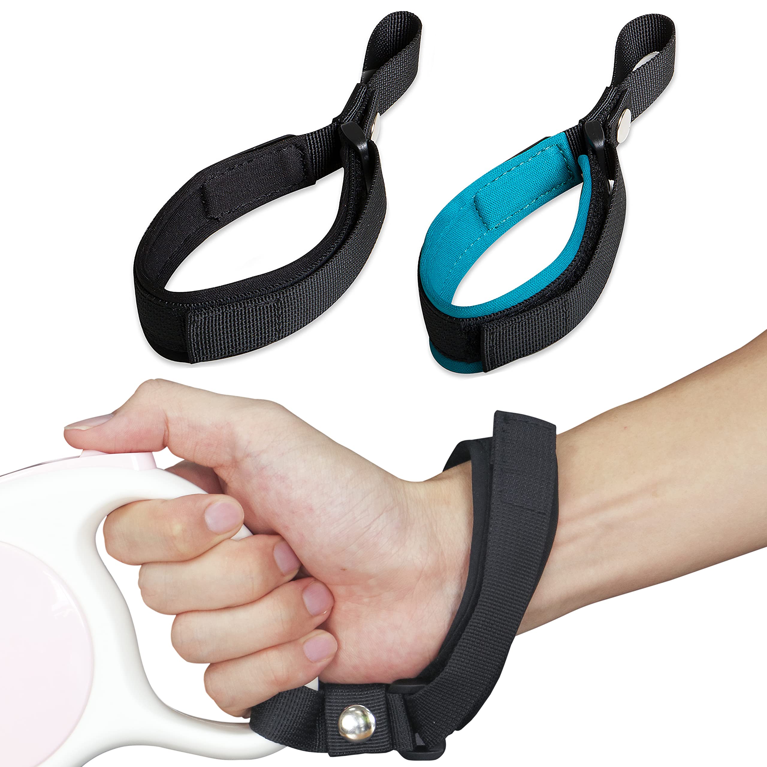 LFCXHTY Hands Free Adjustable Wrist Strap, 2 Pack Soft Comfortable Diving Fabric Wrist Strap Dog Leash for Retractable Leash (Black & Blue) — image 1