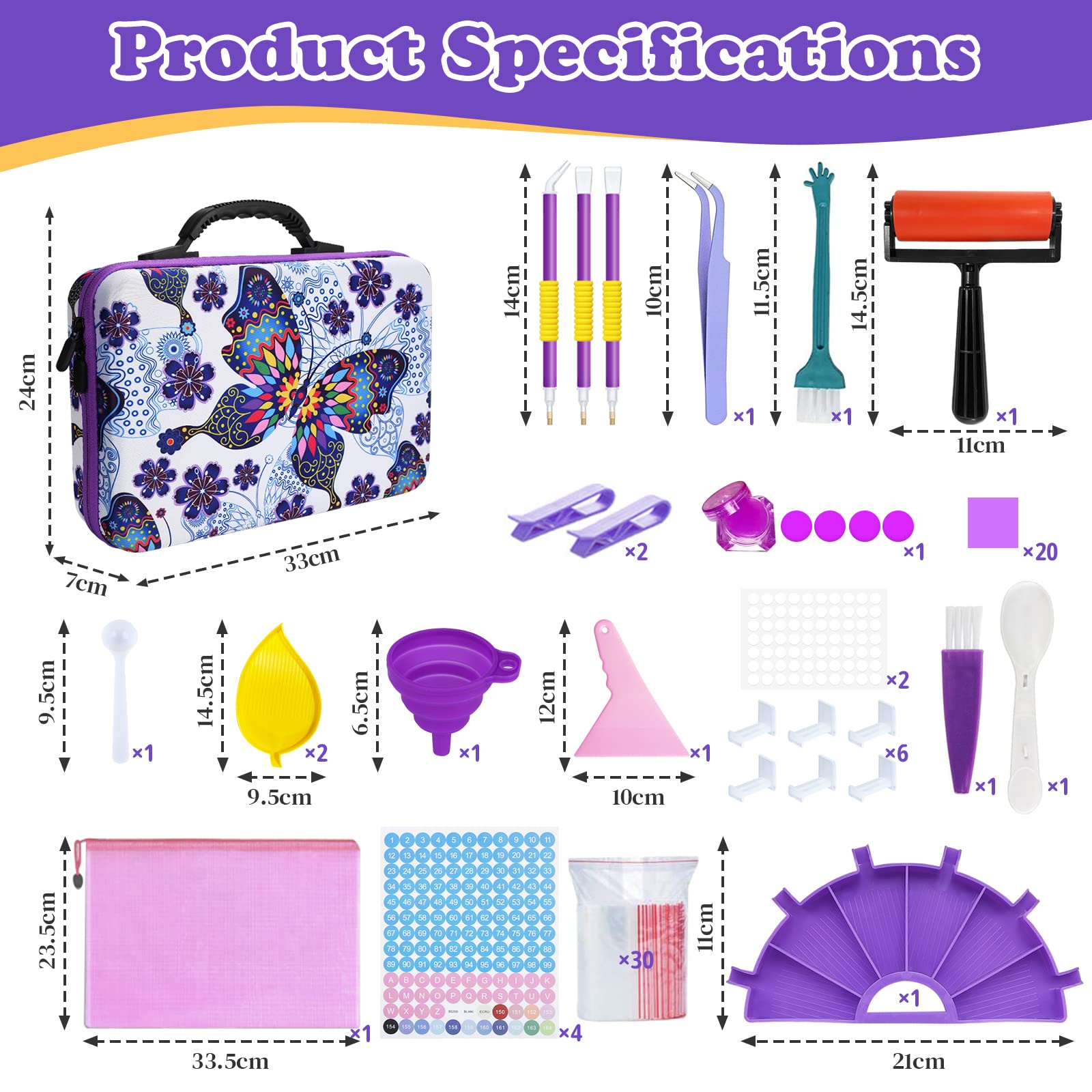 Kit Accessori Diamond Painting - 70 Scomparti Con Vassoi, Pinzette E Penne Per Pittura A Diamanti - Foto 14