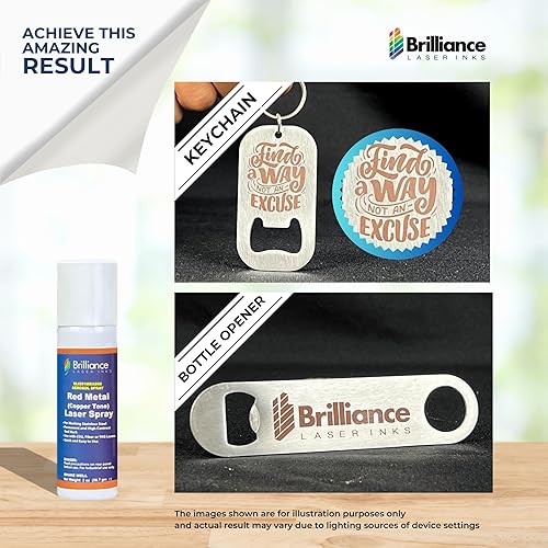 Miniatura 5 de Brilliance Laser Inks Spray de marcado láser de 2 onzas – tono cobre rojo, aerosol permanente de grabado de metal de alto contraste para fibra, YAG,