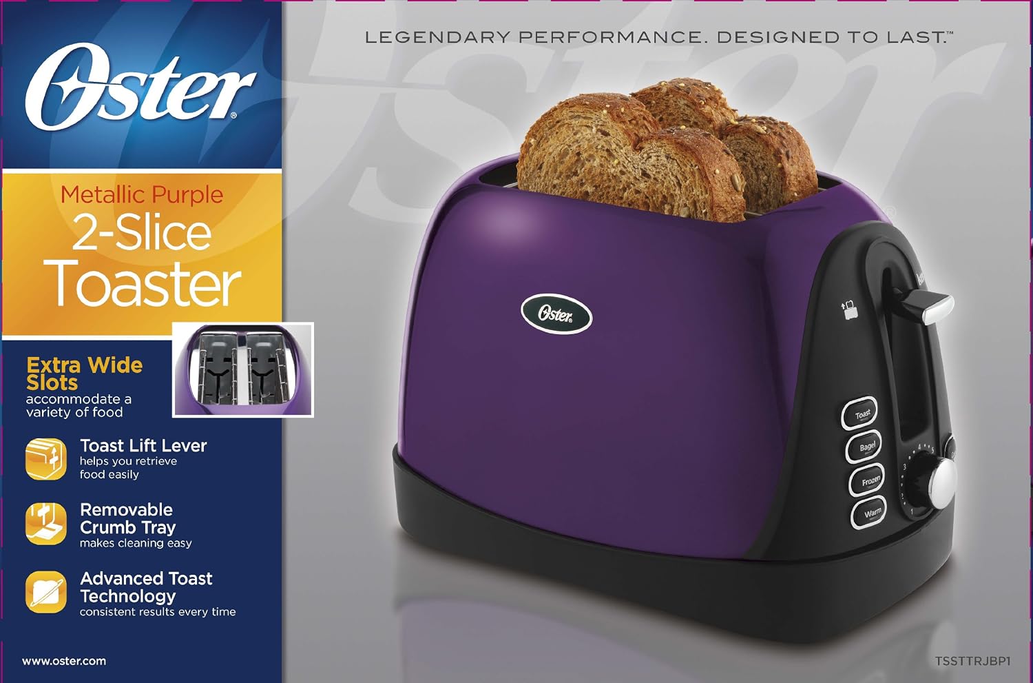 Oster Jelly Bean 2-Slice Toaster, Purple (TSSTTRJBP1)